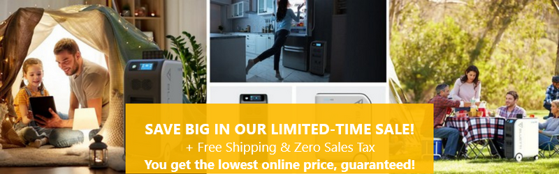 Limited Time Sale - Biggest discounts on Ecoflow portable power stations, solar panels, solar generators, portable equipments and ALP propane generators