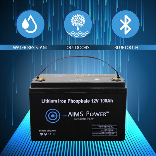 AIMS Power Lithium Battery 12V 100Ah LiFePO4 Lithium Iron Phosphate