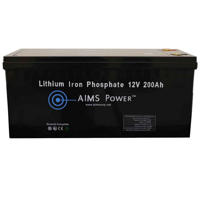 AIMS Power Lithium Battery 12V 200Ah LiFePO4 Lithium Iron Phosphate with Bluetooth Monitoring